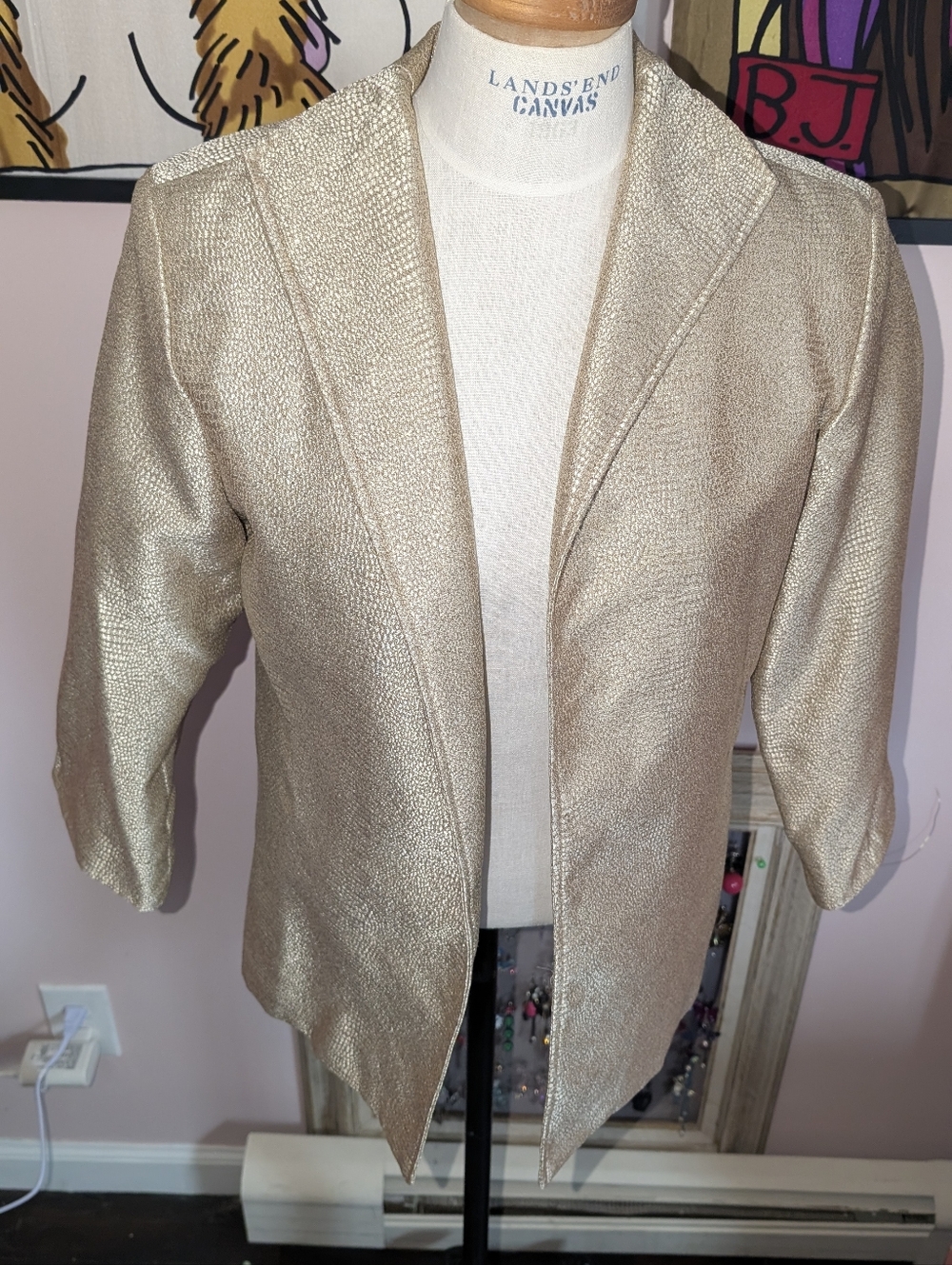 vintage Painted Pony Metallic  Open-Front Women's Blazer